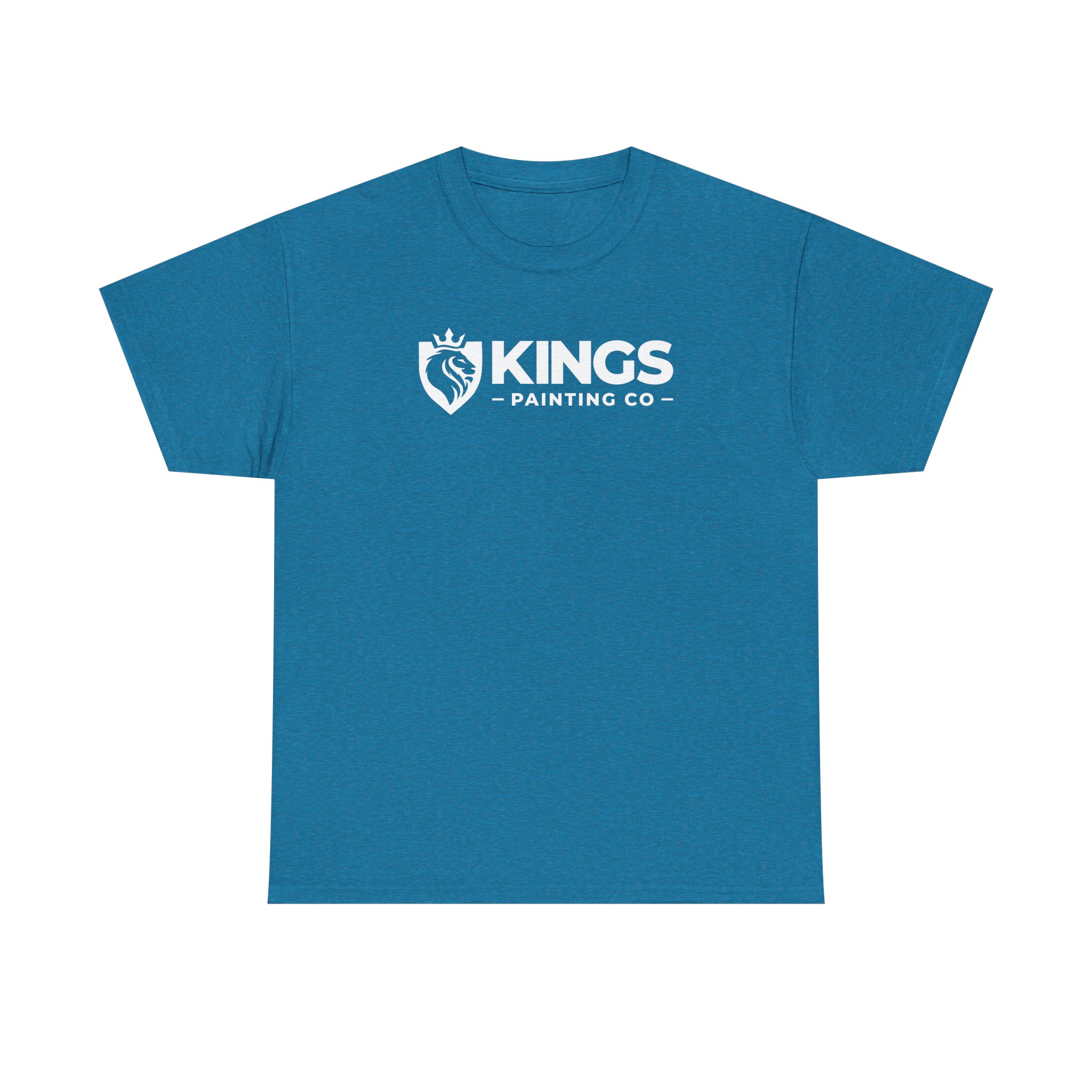 Kings Painting Co. Logo T‑Shirt (Heather) | Gildan Ultra Cotton (G5000) in blue, showcasing a white Kings Painting Co logo with a lion and crown inside a shield, centered on the chest.